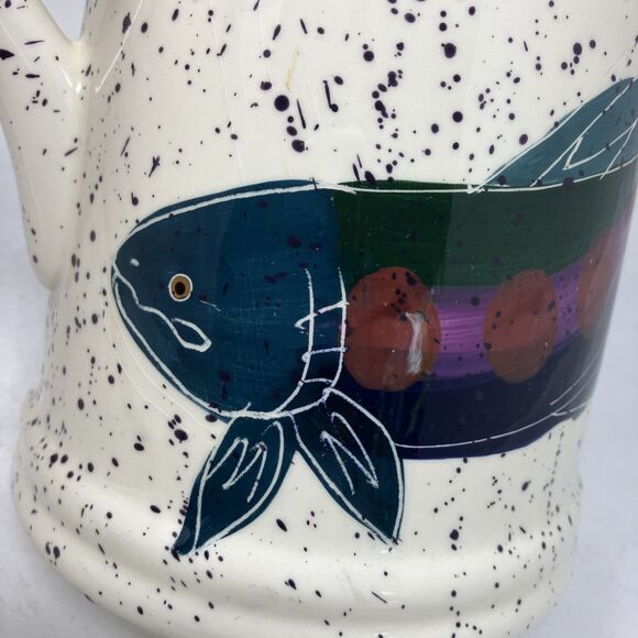 OTAGIRI SHORELINES BY JULIE UELAND 8.5" Earthenware Pitcher Fish ENESCO 1996 - Picture 12 of 15